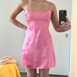 oak and fort satin mini slip pink dress